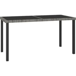 Tuintafels-vidaXL - Tuintafel - Grijs - Poly rattan - 140 x 70 x 73 cm