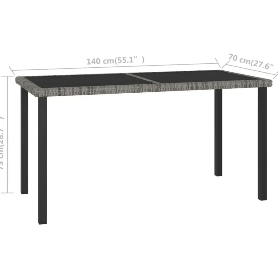 Tuintafels-vidaXL - Tuintafel - Grijs - Poly rattan - 140 x 70 x 73 cm
