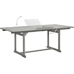 vidaXL - Tuintafel - Grijs - Massief acaciahout - (150-200)x100x75 cm