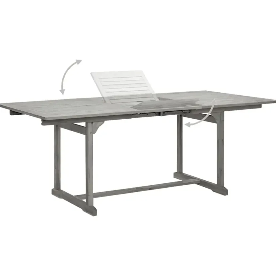 vidaXL - Tuintafel - Grijs - Massief acaciahout - (150-200)x100x75 cm