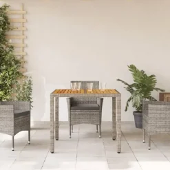 vidaXL - Tuintafel - Grijs - Poly rattan - 90 x 90 x 75 cm