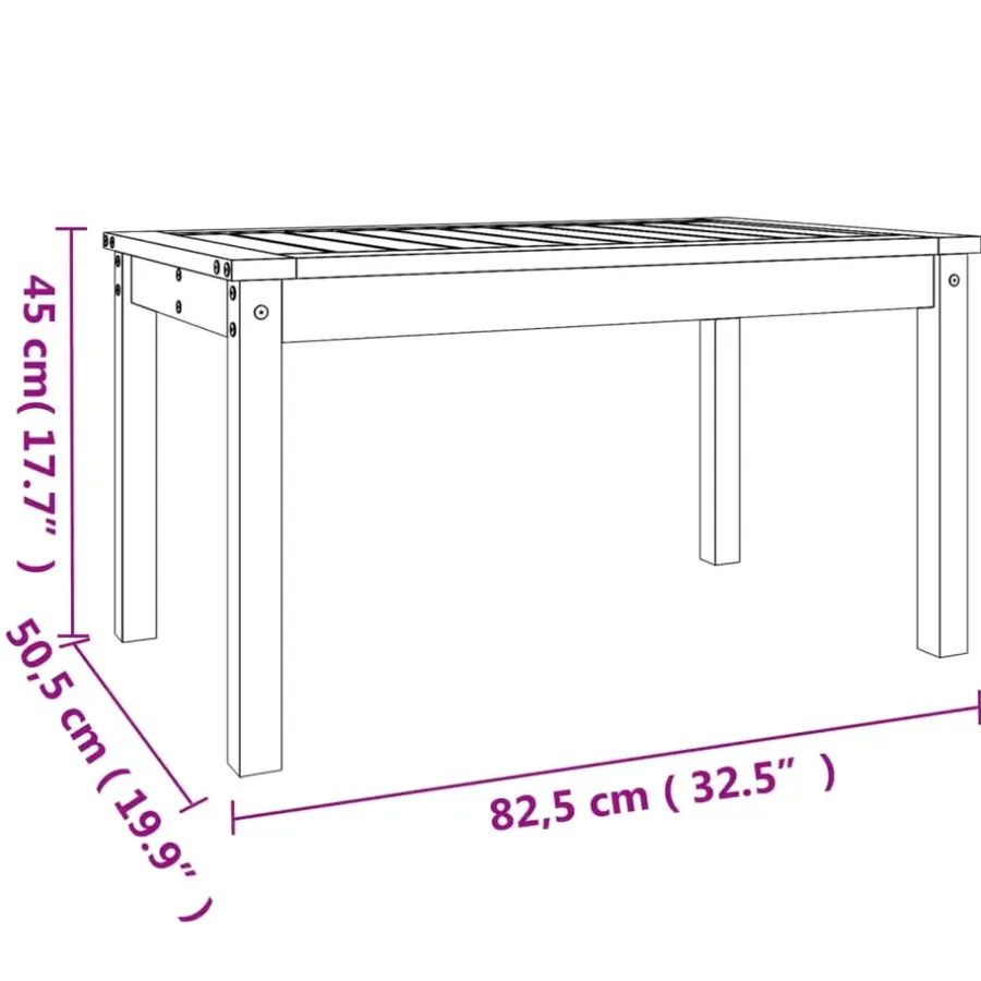 vidaXL - Tuintafel - Grijs - Massief grenenhout - 82.5 x 50.5 x 45 cm