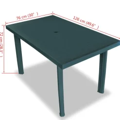 Tuintafels-vidaXL - Tuintafel - Groen - Kunststof - 126 x 76 x 72 cm