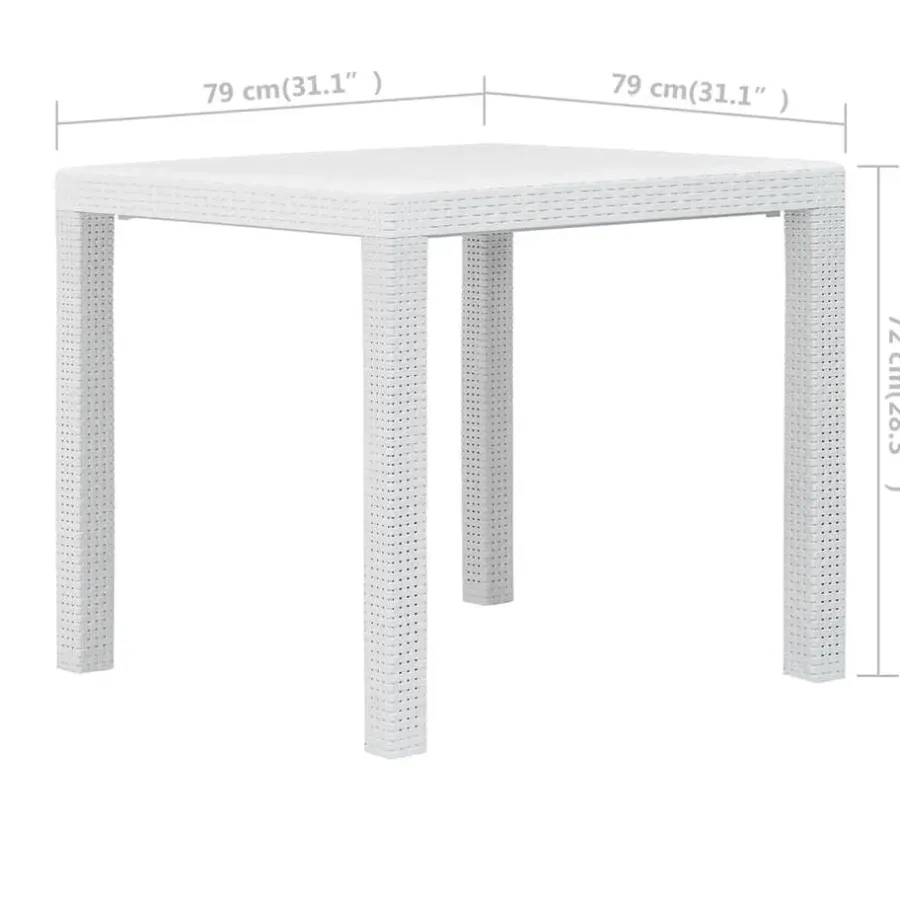Tuintafels-vidaXL - Tuintafel - Wit - Kunststof - 79 x 79 x 72 cm
