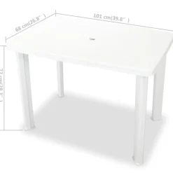 vidaXL - Tuintafel - Wit - Kunststof - 101 x 68 x 72 cm