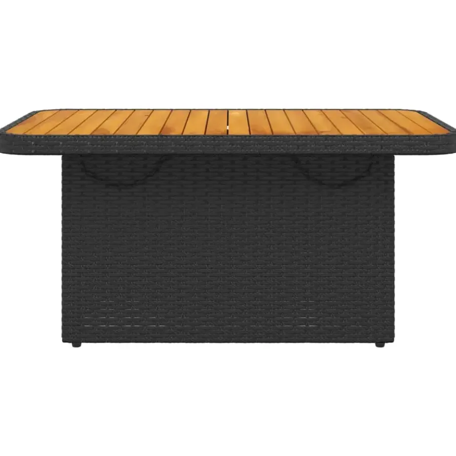 vidaXL - Tuintafel - Zwart - Poly rattan en Hout - 90 x 55 x 71 cm