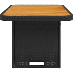 vidaXL - Tuintafel - Zwart - Poly rattan en Hout - 90 x 55 x 71 cm