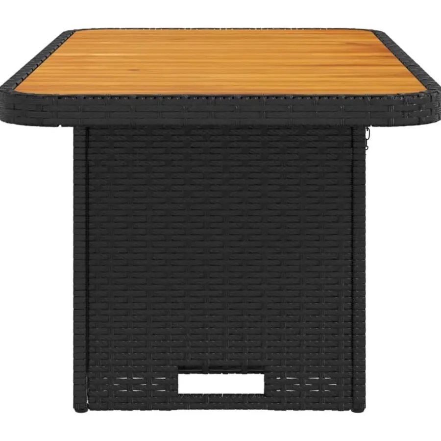 vidaXL - Tuintafel - Zwart - Poly rattan en Hout - 90 x 55 x 71 cm