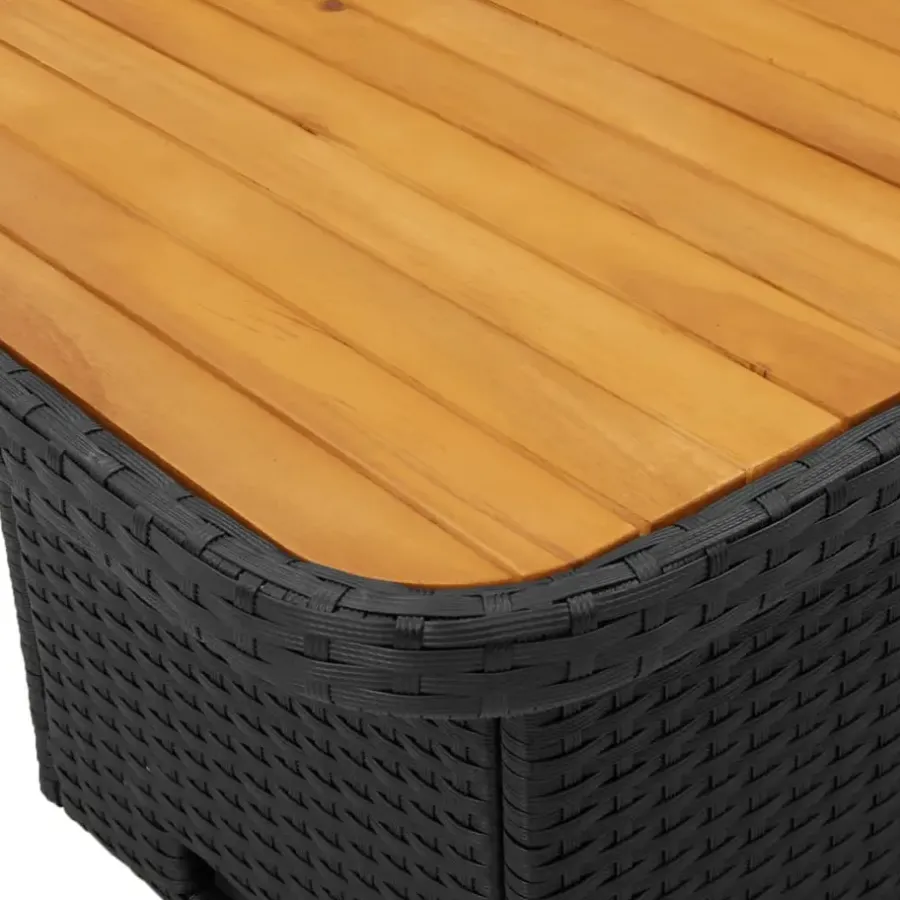 vidaXL - Tuintafel - Zwart - Poly rattan en Hout - 90 x 55 x 71 cm