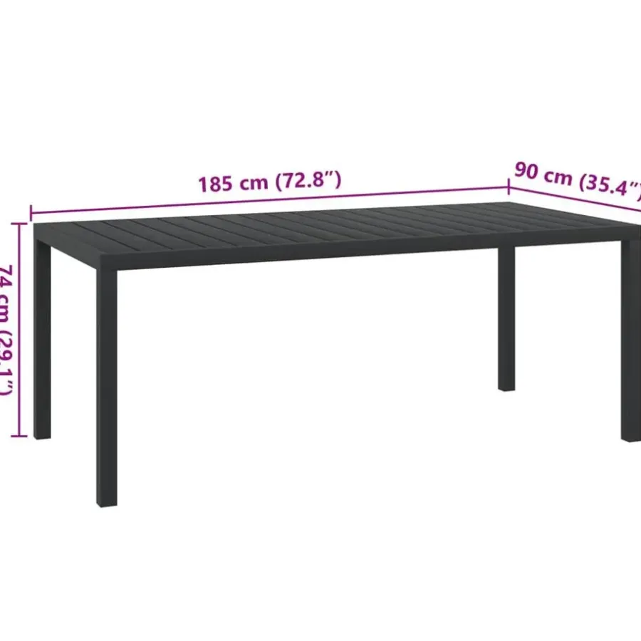 Tuintafels-vidaXL - Tuintafel - Zwart - WPC - 185 x 90 x 74 cm
