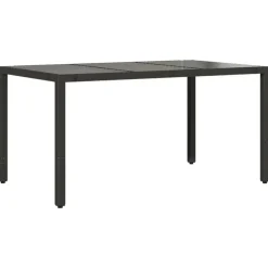 Tuintafels-vidaXL - Tuintafel - Zwart - Poly rattan - 150 x 90 x 75 cm