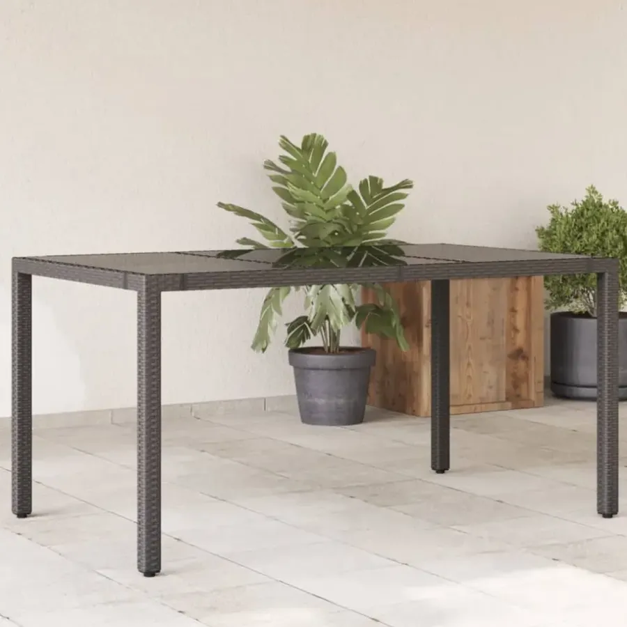 Tuintafels-vidaXL - Tuintafel - Zwart - Poly rattan - 150 x 90 x 75 cm