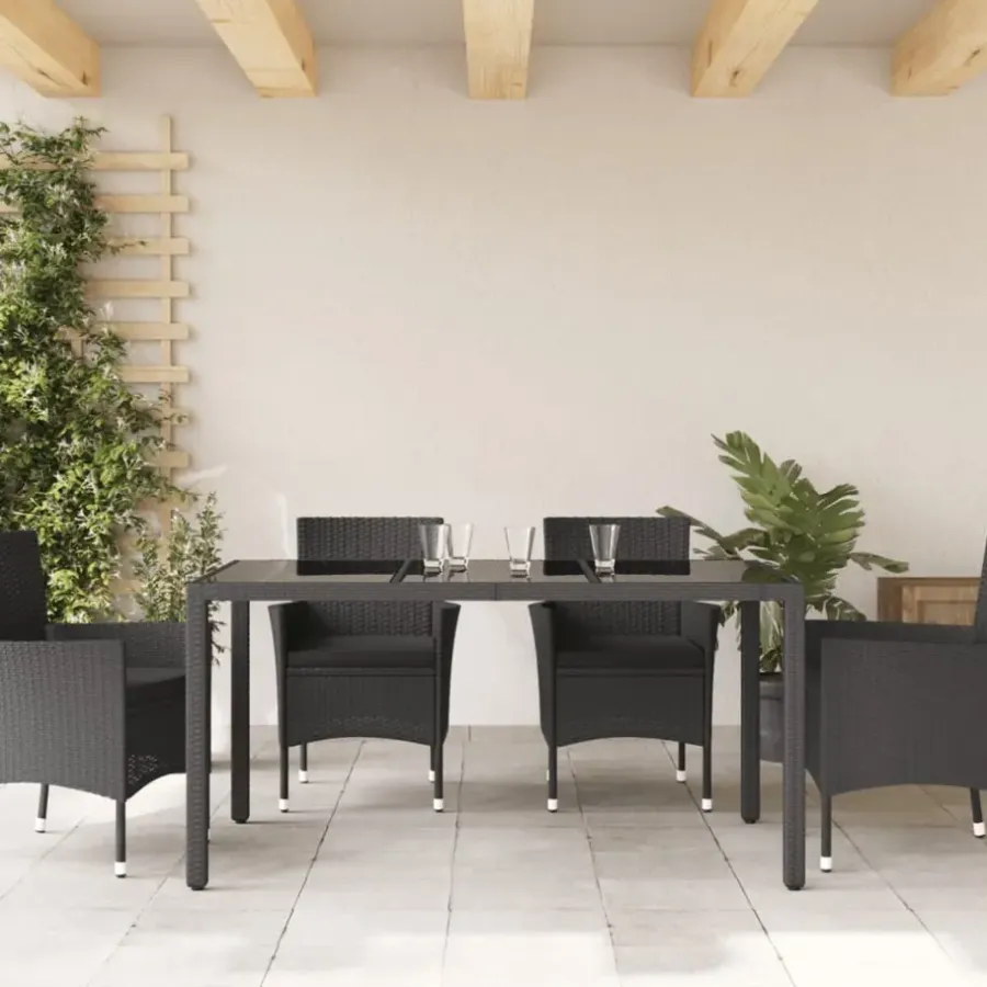 Tuintafels-vidaXL - Tuintafel - Zwart - Poly rattan - 150 x 90 x 75 cm
