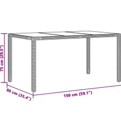 Tuintafels-vidaXL - Tuintafel - Zwart - Poly rattan - 150 x 90 x 75 cm