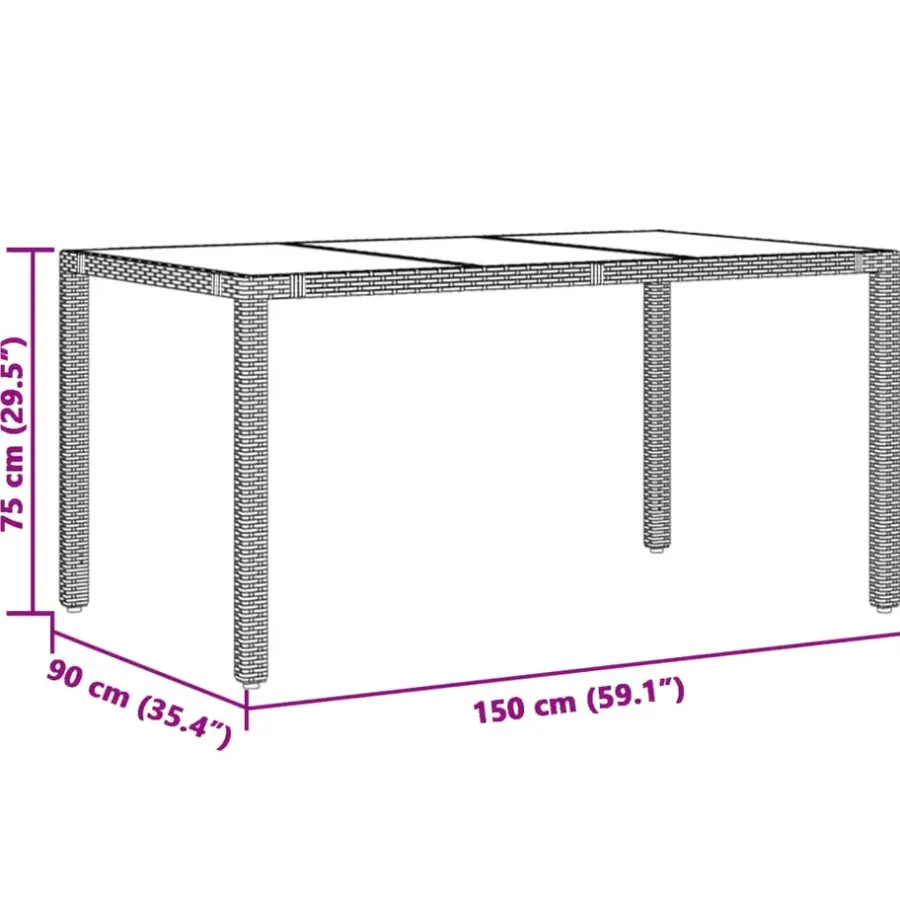 Tuintafels-vidaXL - Tuintafel - Zwart - Poly rattan - 150 x 90 x 75 cm