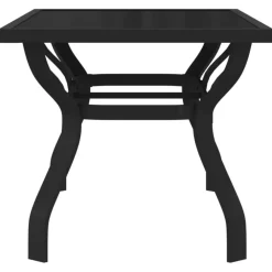 vidaXL - Tuintafel - Zwart - Staal en glas - 140 x 70 x 70 cm