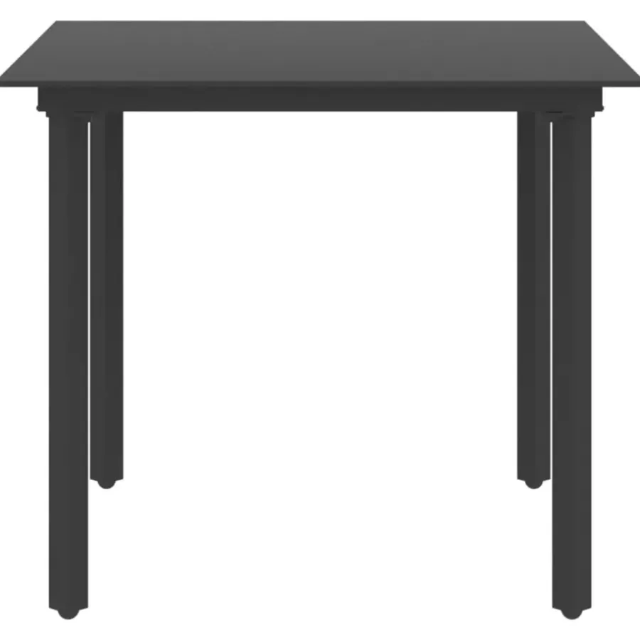 vidaXL - Tuintafel - Zwart - Staal en glas - 80 x 80 x 74 cm