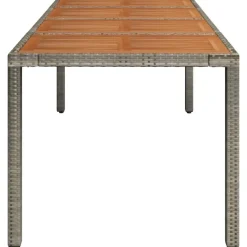 Tuintafels-vidaXL - Tuintafel Met Houten Blad - Grijs - Poly rattan - 190 x 90 x 75 cm