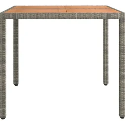 Tuintafels-vidaXL - Tuintafel Met Houten Blad - Grijs - Poly rattan en acaciahout