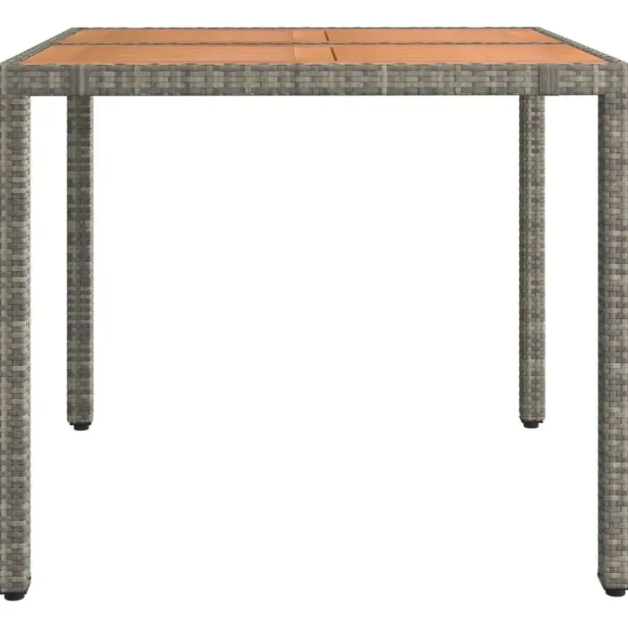 Tuintafels-vidaXL - Tuintafel Met Houten Blad - Grijs - Poly rattan en acaciahout