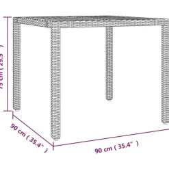 Tuintafels-vidaXL - Tuintafel Met Houten Blad - Grijs - Poly rattan en acaciahout