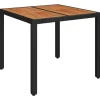 Tuintafels-vidaXL - Tuintafel Met Houten Blad - Zwart - Poly rattan - 90 x 90 x 75 cm