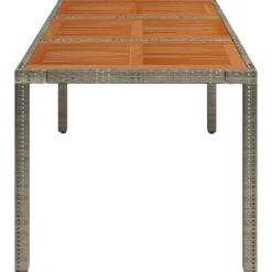 Tuintafels-vidaXL - Tuintafel Met Houten Blad - Grijs - Poly rattan - 150 x 90 x 75 cm