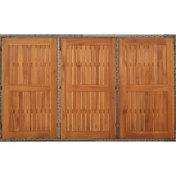 Tuintafels-vidaXL - Tuintafel Met Houten Blad - Grijs - Poly rattan - 150 x 90 x 75 cm