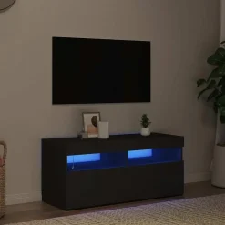 vidaXL - Tv-kast - Zwart - Bewerkt hout