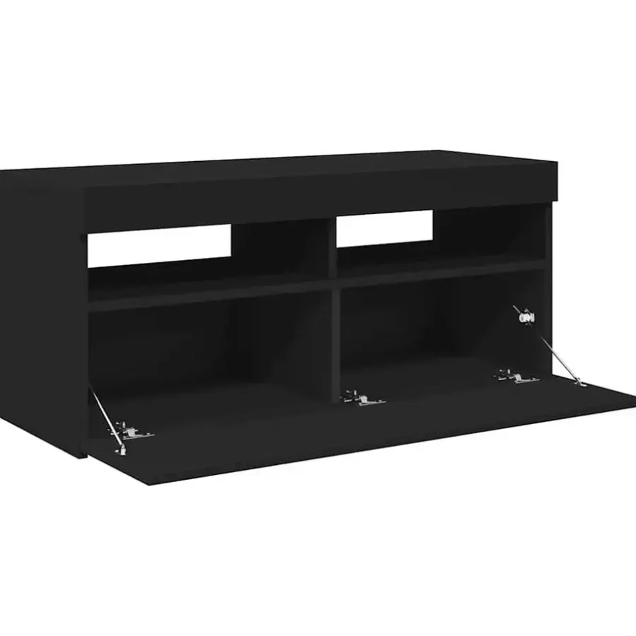 vidaXL - Tv-kast - Zwart - Bewerkt hout