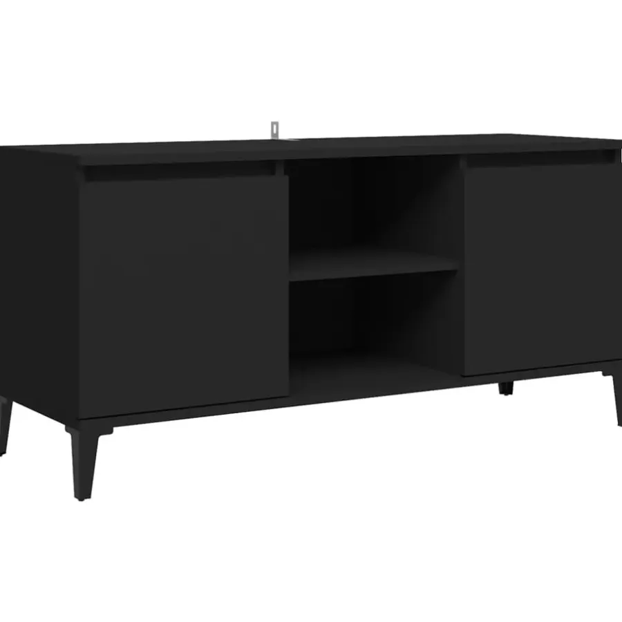 Tv Meubels-vidaXL - Tv-kast - Zwart - Bewerkt hout
