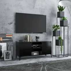 Tv Meubels-vidaXL - Tv-kast - Zwart - Bewerkt hout