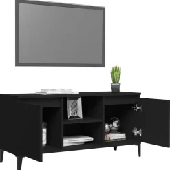 Tv Meubels-vidaXL - Tv-kast - Zwart - Bewerkt hout