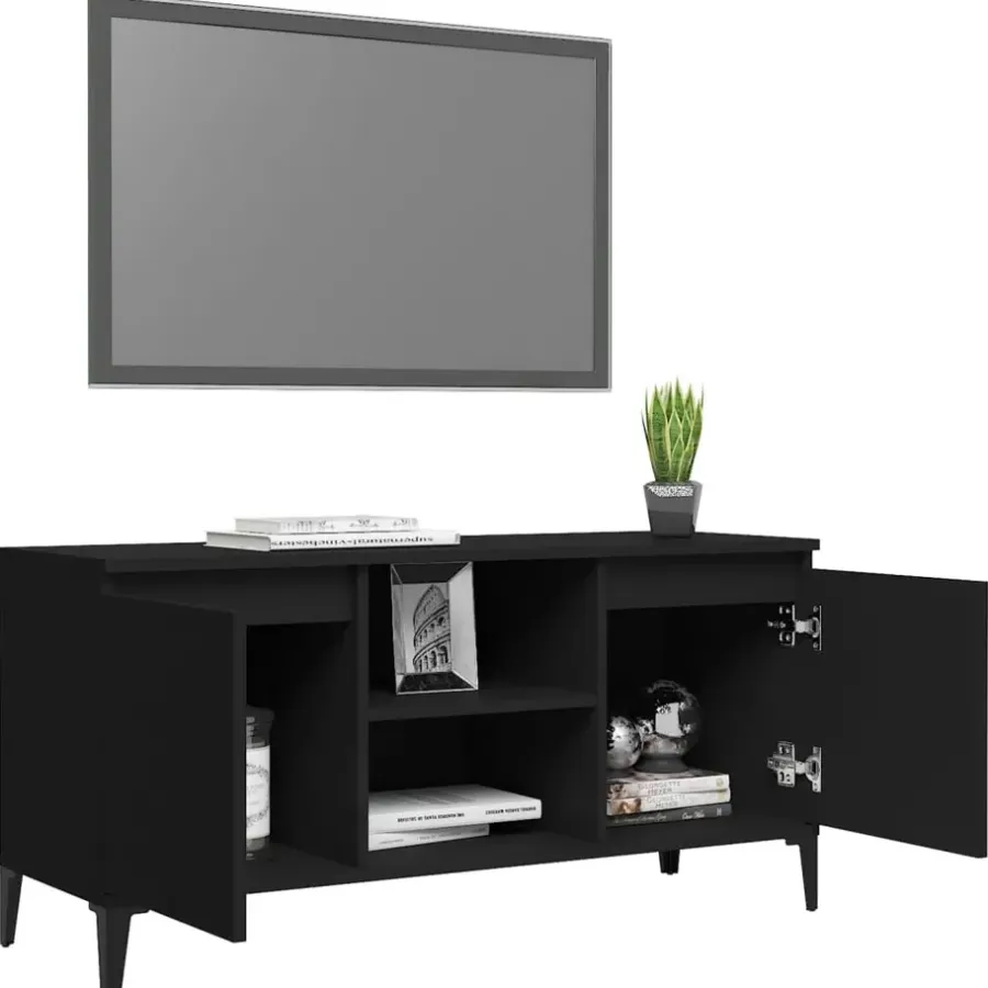 Tv Meubels-vidaXL - Tv-kast - Zwart - Bewerkt hout