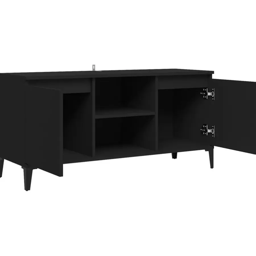 Tv Meubels-vidaXL - Tv-kast - Zwart - Bewerkt hout