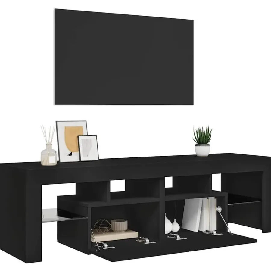 vidaXL - Tv-kast - Zwart - Bewerkt hout