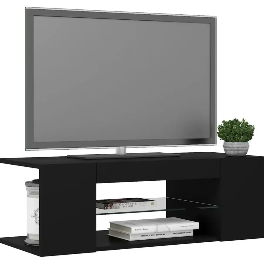 Tv Meubels-vidaXL - Tv-kast - Zwart - Bewerkt hout