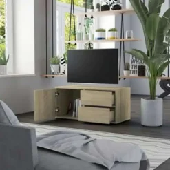 Tv Meubels-vidaXL - Tv-meubel - Bruin - Bewerkt hout