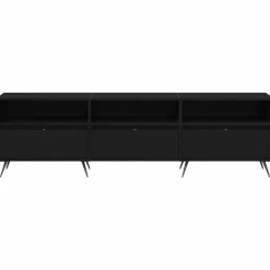 vidaXL - TV-meubel 3 vakken 3 deuren - Zwart eiken - Hout - 150x30x44.5 cm