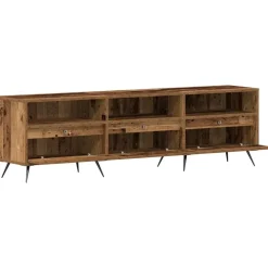 Tv Meubels-vidaXL - TV-meubel 3 vakken 3 deuren - Oud hout - Hout - 150x30x44.5 cm