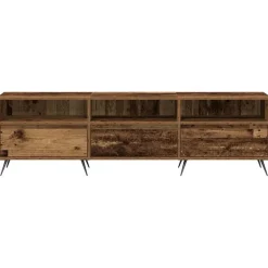 Tv Meubels-vidaXL - TV-meubel 3 vakken 3 deuren - Oud hout - Hout - 150x30x44.5 cm
