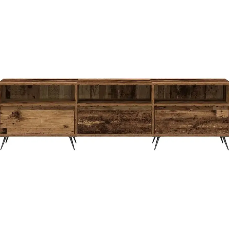Tv Meubels-vidaXL - TV-meubel 3 vakken 3 deuren - Oud hout - Hout - 150x30x44.5 cm