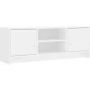 Tv Meubels-vidaXL - Tv-meubel - Wit - Bewerkt hout - 102 x 30 x 37.5 cm