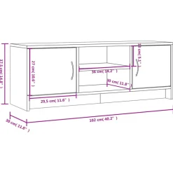 Tv Meubels-vidaXL - Tv-meubel - Wit - Bewerkt hout - 102 x 30 x 37.5 cm