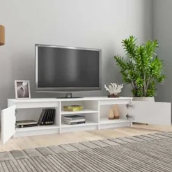 Tv Meubels-vidaXL - Tv-meubel - Wit - Bewerkt hout