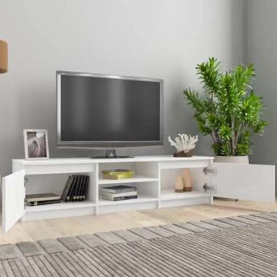 Tv Meubels-vidaXL - Tv-meubel - Wit - Bewerkt hout