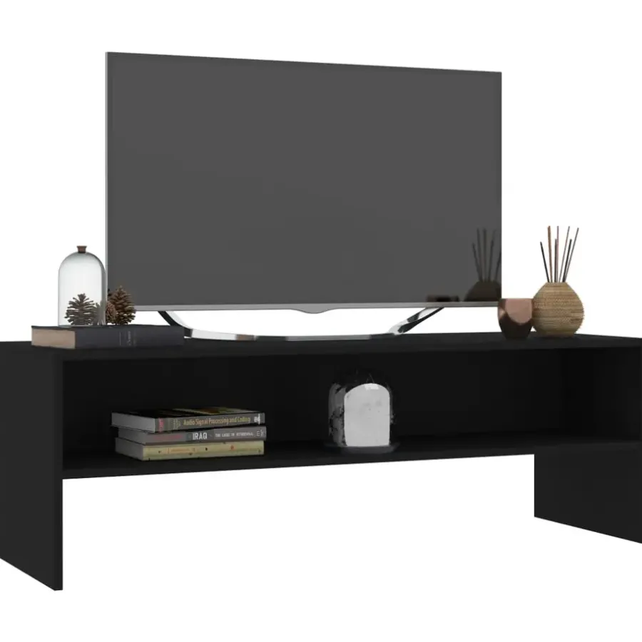 Tv Meubels-vidaXL - Tv-meubel - Zwart - Bewerkt hout