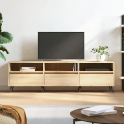 Tv Meubels-vidaXL - TV-meubel met 3 deuren en 3 vakken - Sonoma eiken - 150x30x44.5 cm