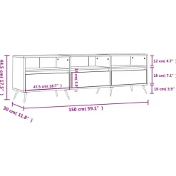Tv Meubels-vidaXL - TV-meubel met 3 deuren en 3 vakken - Sonoma eiken - 150x30x44.5 cm