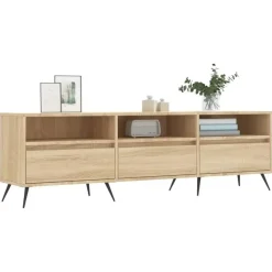 Tv Meubels-vidaXL - TV-meubel met 3 deuren en 3 vakken - Sonoma eiken - 150x30x44.5 cm